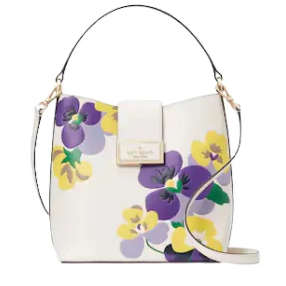 Kate Spade New York Reegan Pansy Toss Bucket Bag. - Picture 1 of 12